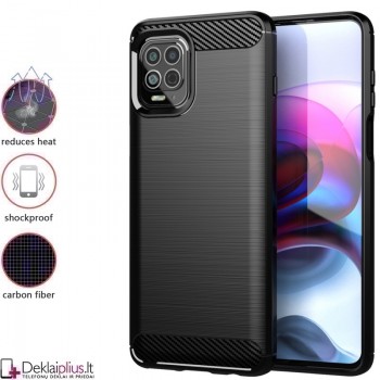Carbon guminis dėklas - juodas (telefonui Motorola Moto G100/Edge S)